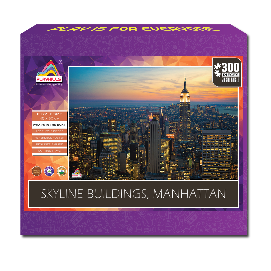 Playhills | New York Manhattan Skyline, 300-pieces Wooden Jigsaw Puzzle