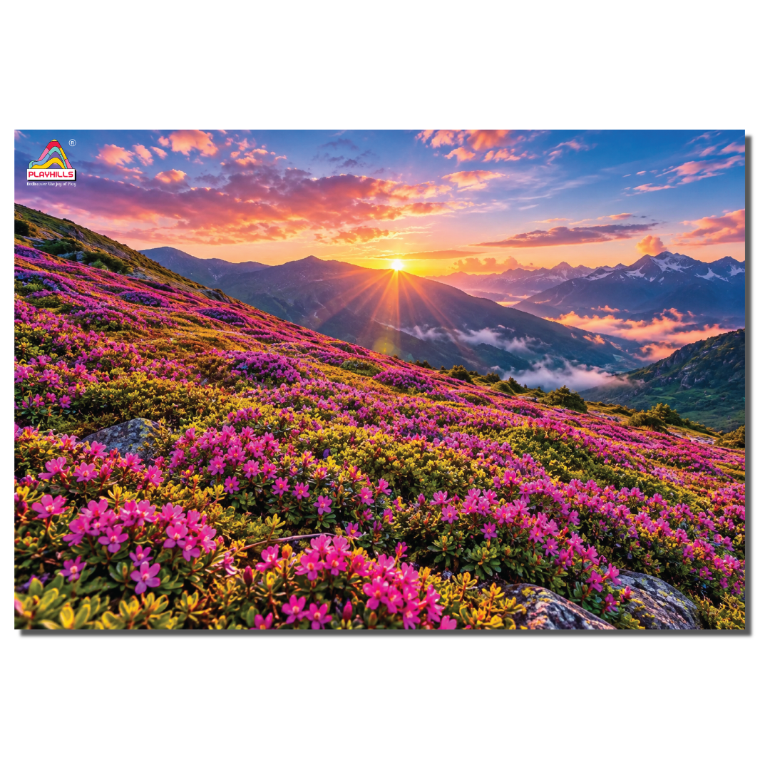 The Sunrise in Flower Valley, 300-pieces Wooden Jigsaw Puzzle