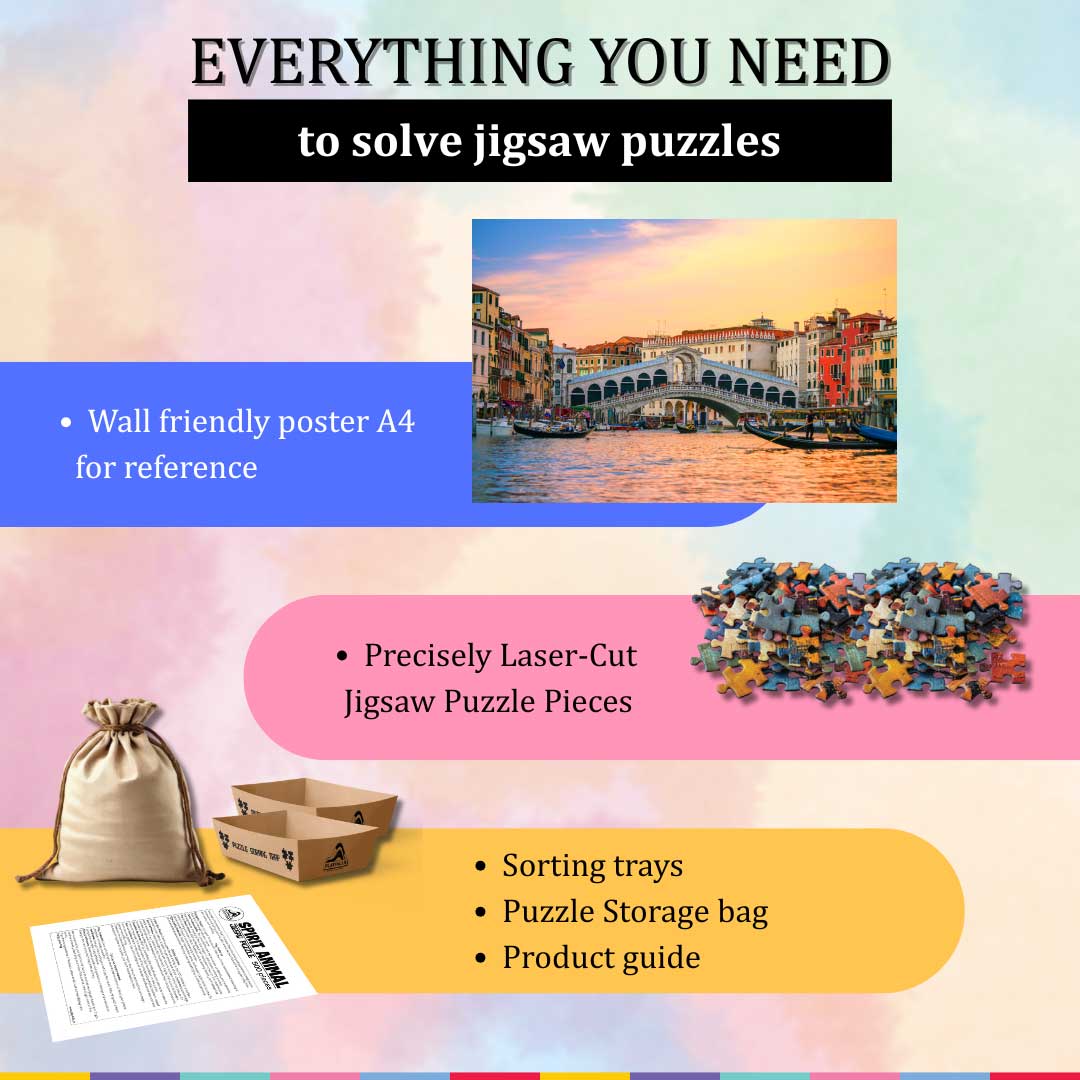 Playhills Rialto Bridge Italy, Landscape Wooden Jigsaw Puzzle 252 pieces for Kids age 10+ yrs