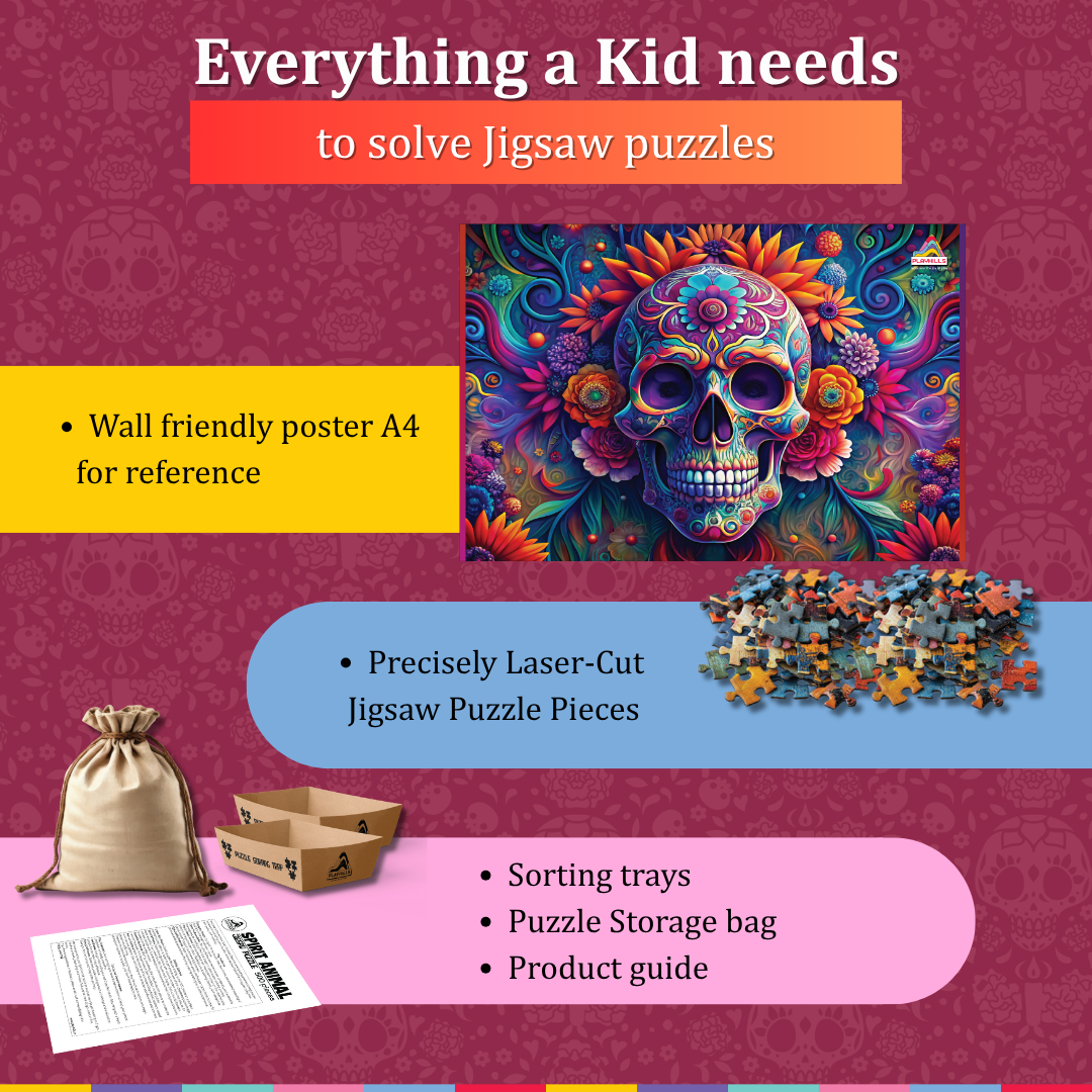 Playhills Mexican Festival Day of The Dead, Abstract Design Jigsaw Puzzle 252 pieces for Kids 8+ Years