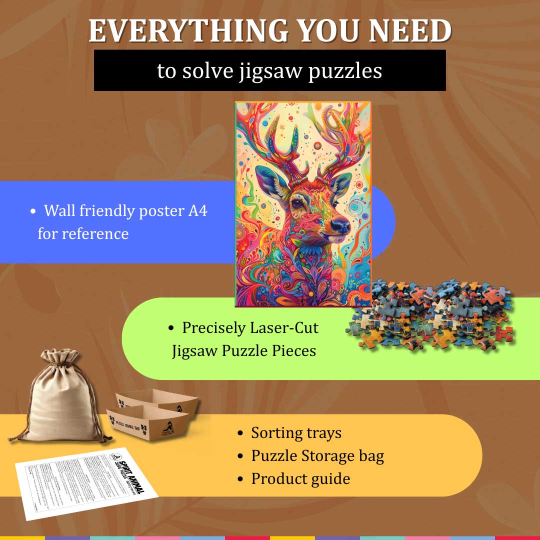 Playhills Spirit Animal The Majestic Deer Jigsaw Puzzle, 500 pc Jigsaw Puzzle | Mindful Relaxing, Screen free Play for Children and Adults 13+ years