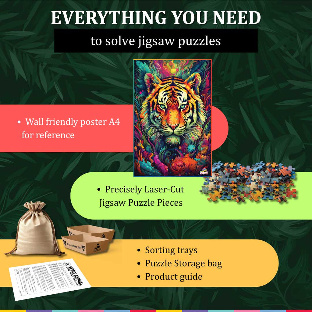 Playhills Spirit Animal The Fearless Tiger, 500 pcs Jigsaw Puzzle | Mindful Relaxing and Screen Free Play for Children and Adults Age 13+ Years