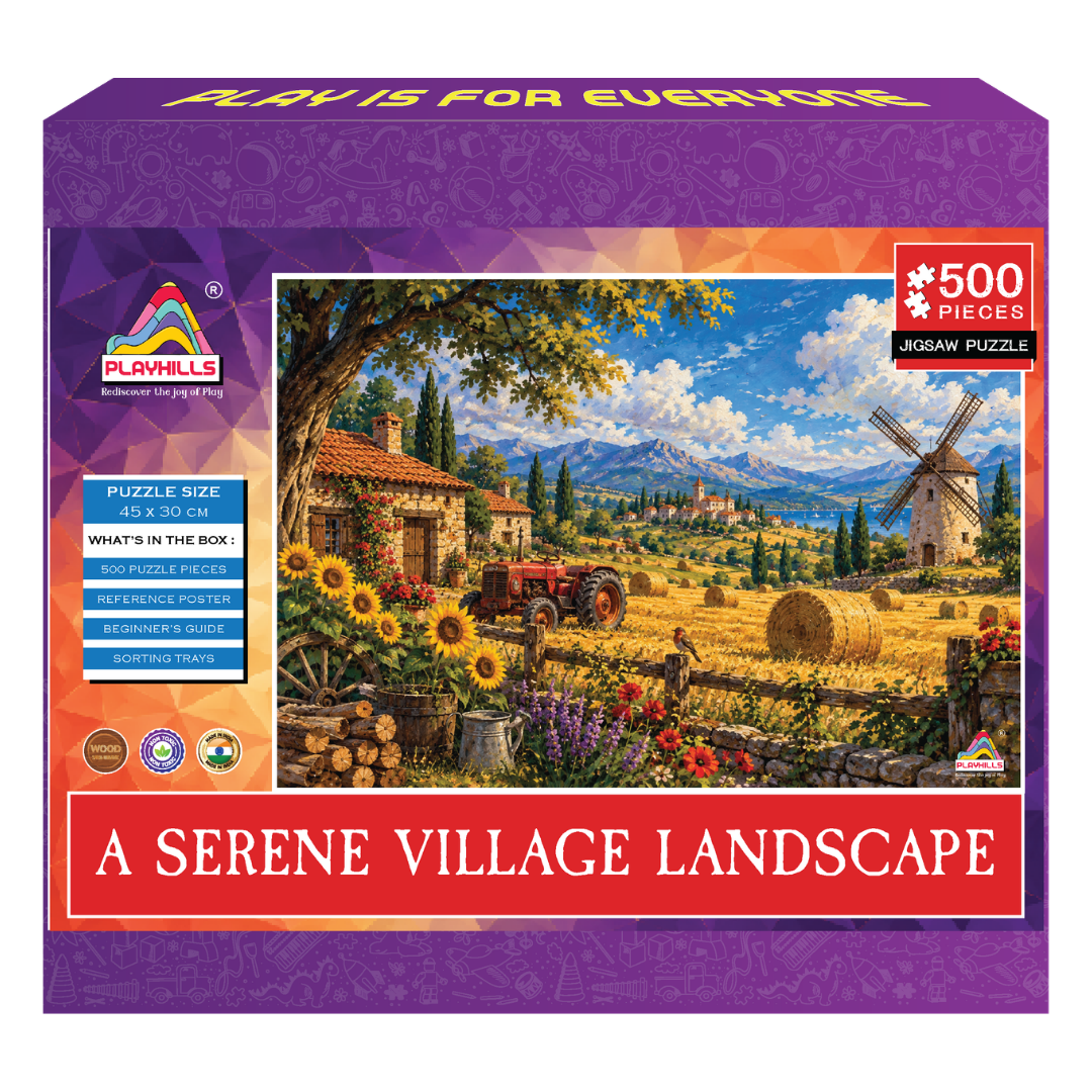 Playhills | The Serene Village Countryside Wooden 500 pieces Jigsaw Puzzle