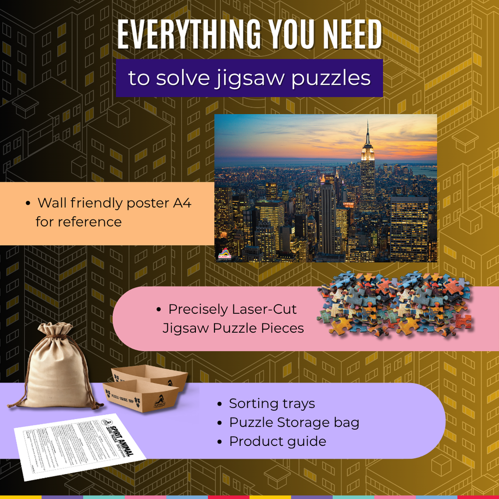 Playhills Skyline City Buildings, New York Manhattan City Landscape Jigsaw Puzzle 300 pcs for Kids Age 8+ years