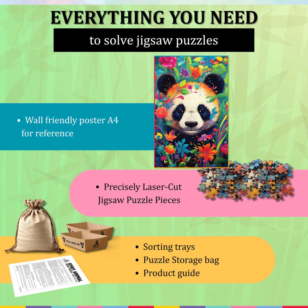 Playhills Spirit Animal The Bambootiful Panda, 500 pc Jigsaw Puzzle | Mind Relaxing, Screen free play for Children and Adults Age 13+ Years