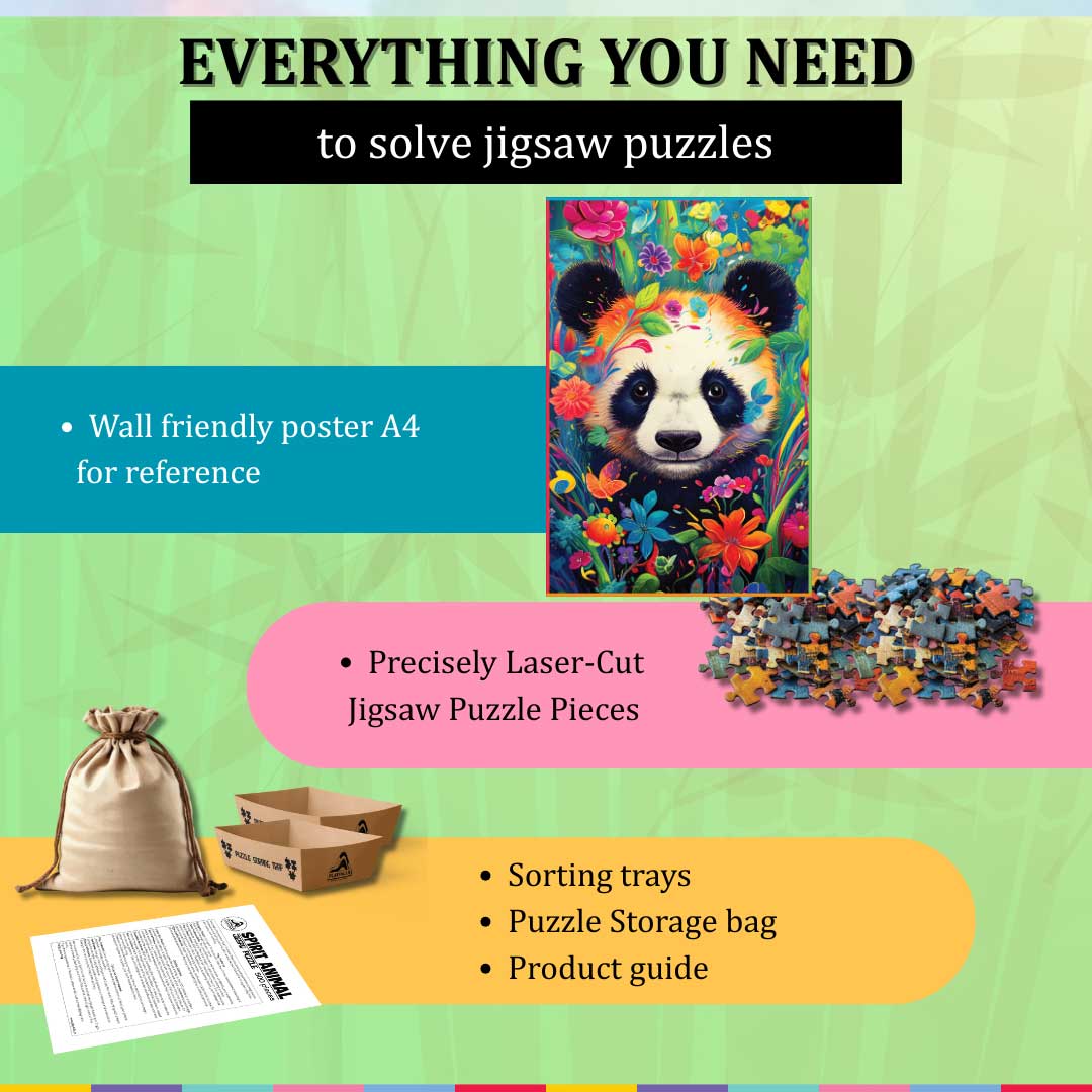Playhills Spirit Animal The Bambootiful Panda, 500 pc Jigsaw Puzzle | Mind Relaxing, Screen free play for Children and Adults Age 13+ Years