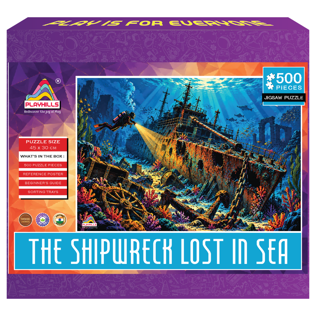 Playhills | The Lost Shipwreck in the Ocean, Wooden 500 piece Jigsaw Puzzle