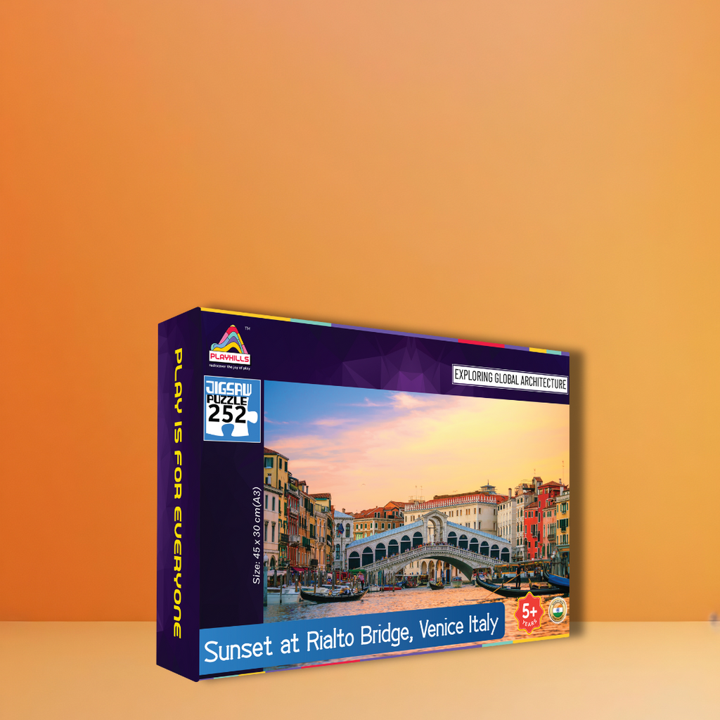 Playhills Rialto Bridge Italy, Landscape Wooden Jigsaw Puzzle 252 pieces for Kids age 10+ yrs