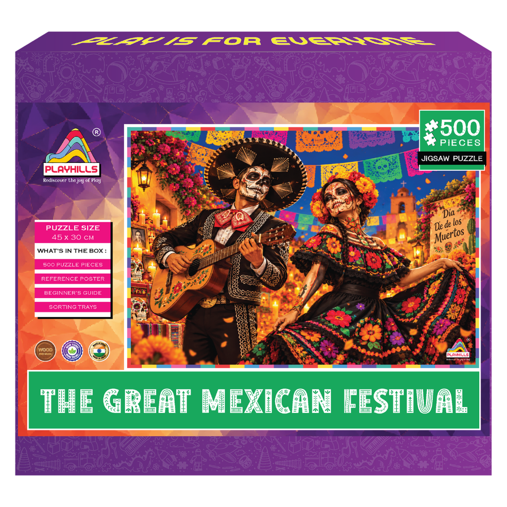Playhills The Great Mexican Festival Dia De Los Muertos Wooden 500 piece Jigsaw Puzzle