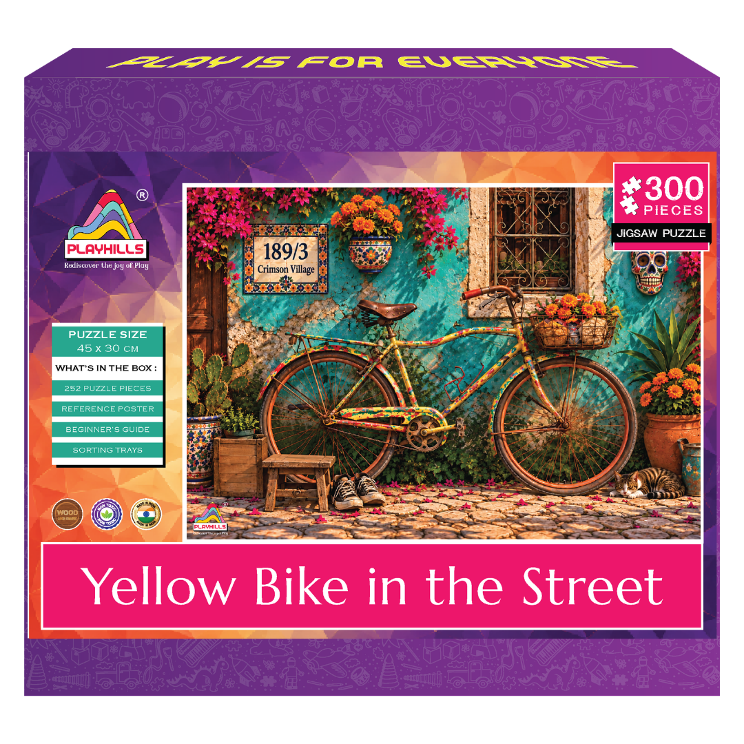 Playhills | The Yellow Bike in a Street Wooden 300 piece Jigsaw Puzzle