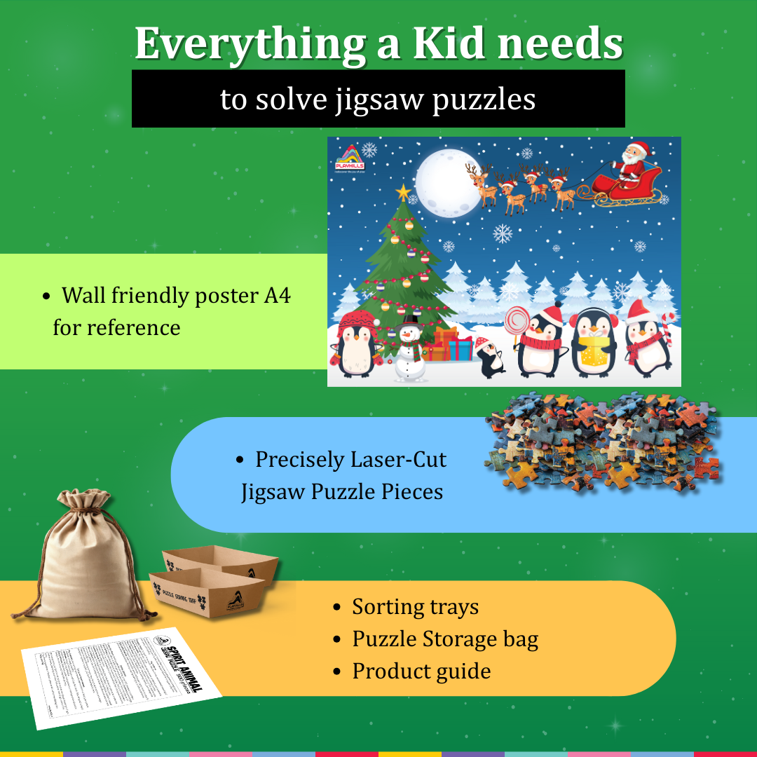 Playhills Happy Penguin Family - 60 pc Christmas Puzzle for Kids age 3+ years