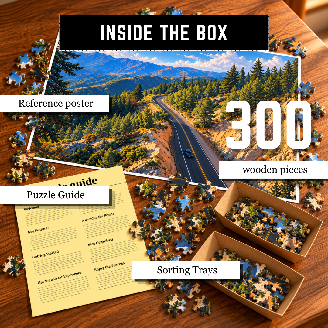 Playhills The Great Mountain Road, 300 pieces Wooden Jigsaw Puzzle