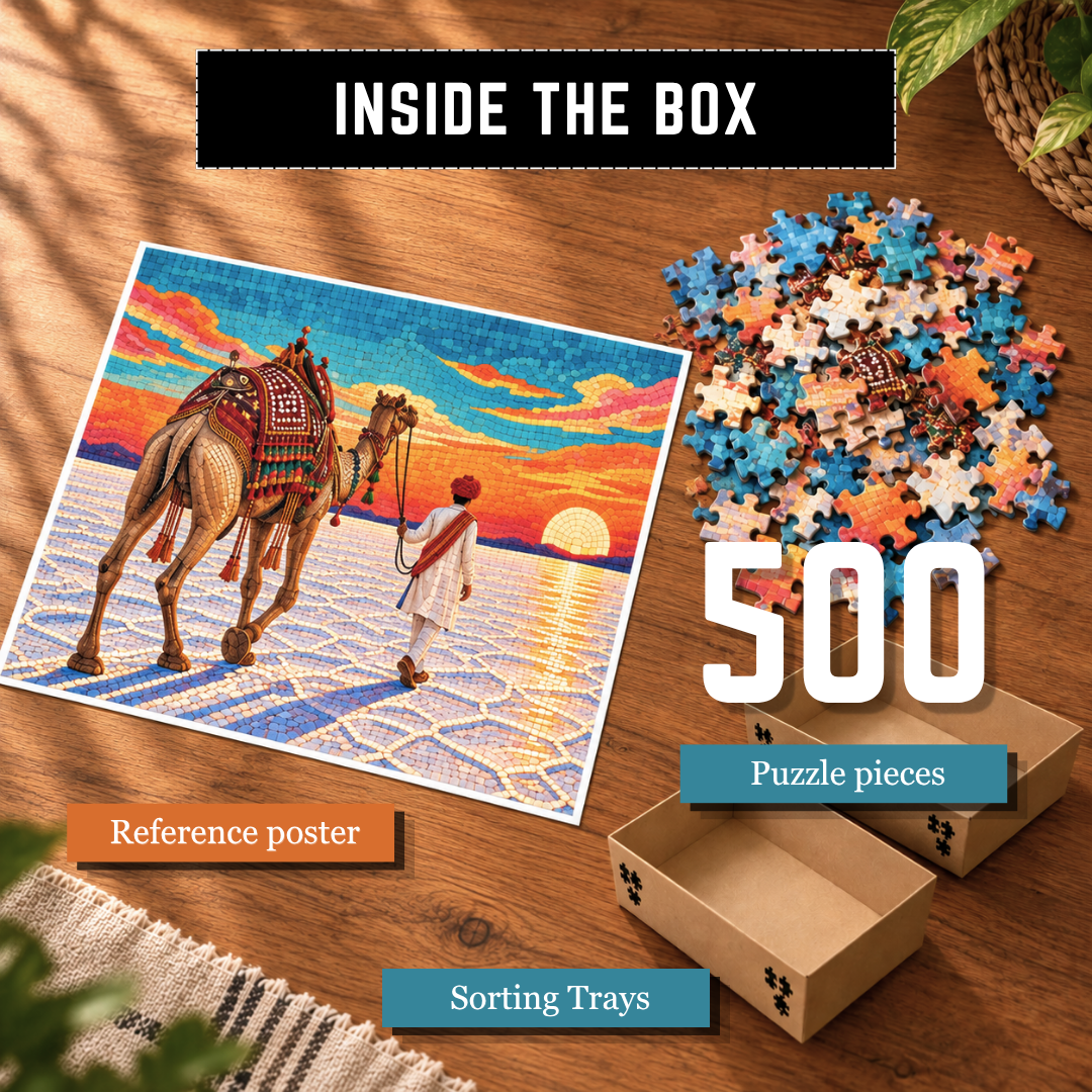 Playhills The Great White Desert of India, Wooden 500 piece Jigsaw Puzzle