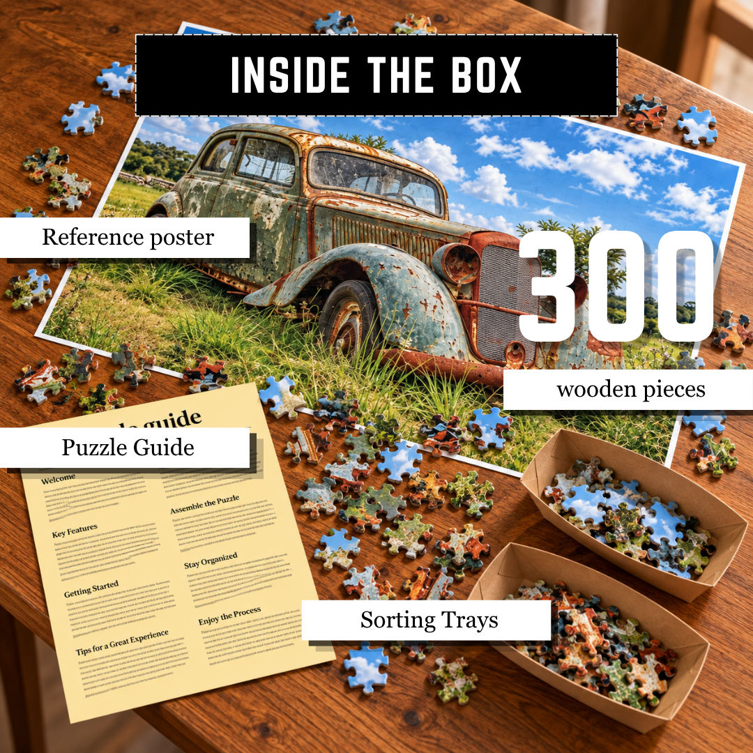 Playhills | The Vintage Rustic Car Wooden Jigsaw 300 piece puzzle