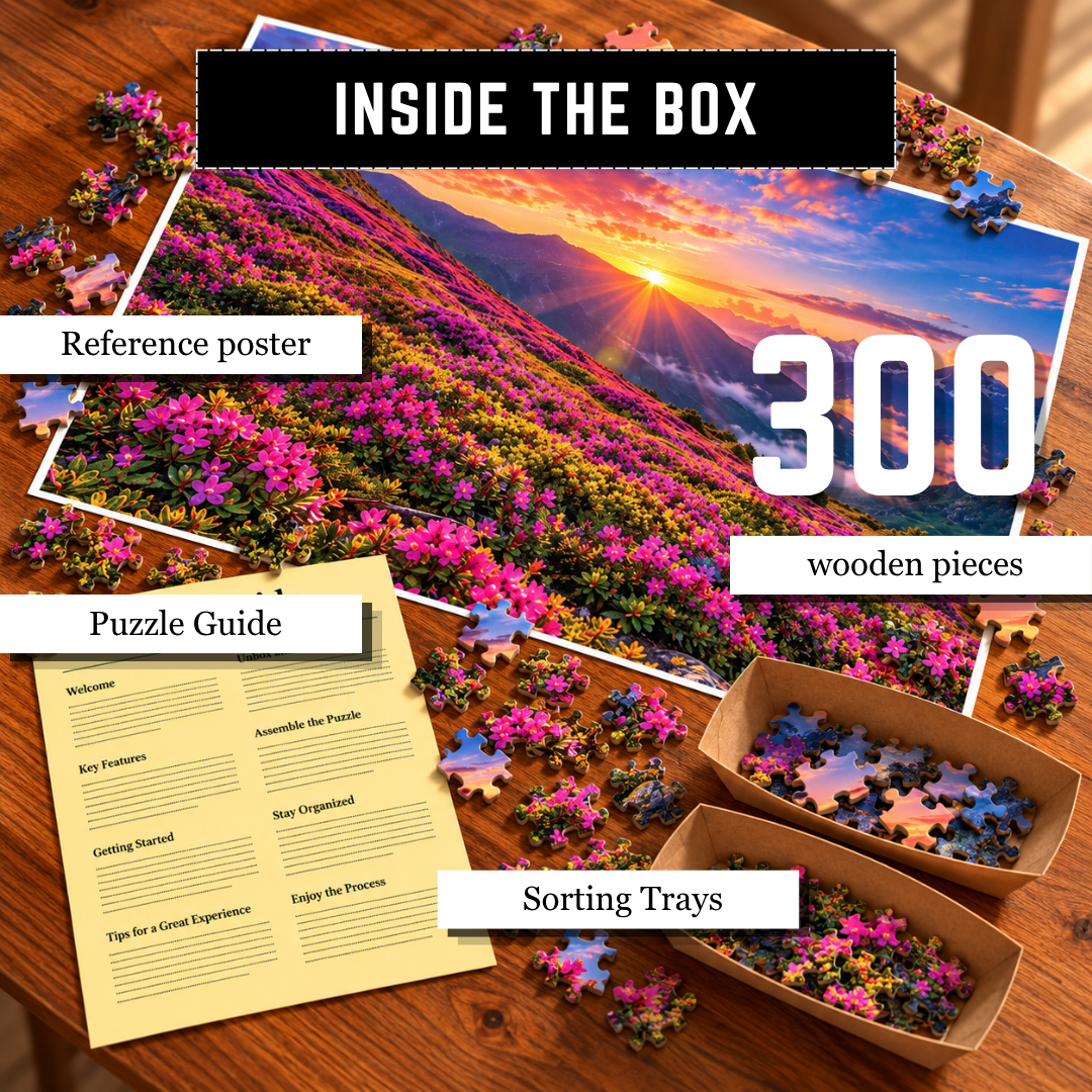 Playhills The Sunrise in Flower Valley, 300-pieces Wooden Jigsaw Puzzle
