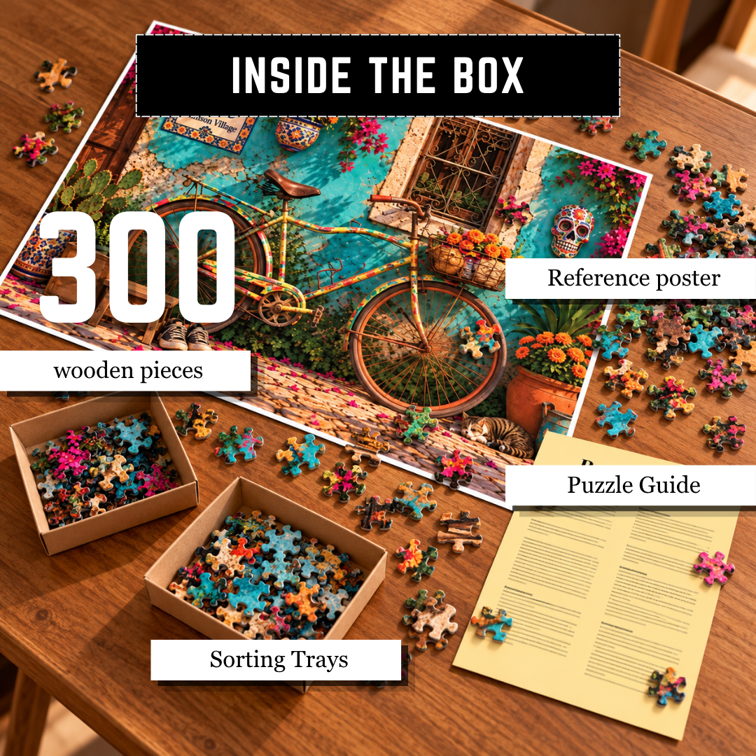 Playhills | The Yellow Bike in a Street Wooden 300 piece Jigsaw Puzzle