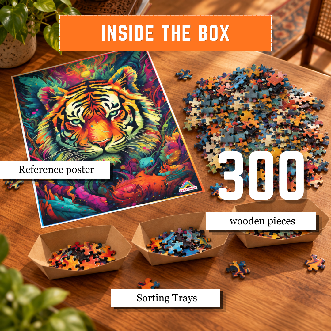The Fearless Tiger 500-Piece Wooden Jigsaw Puzzle by Playhills