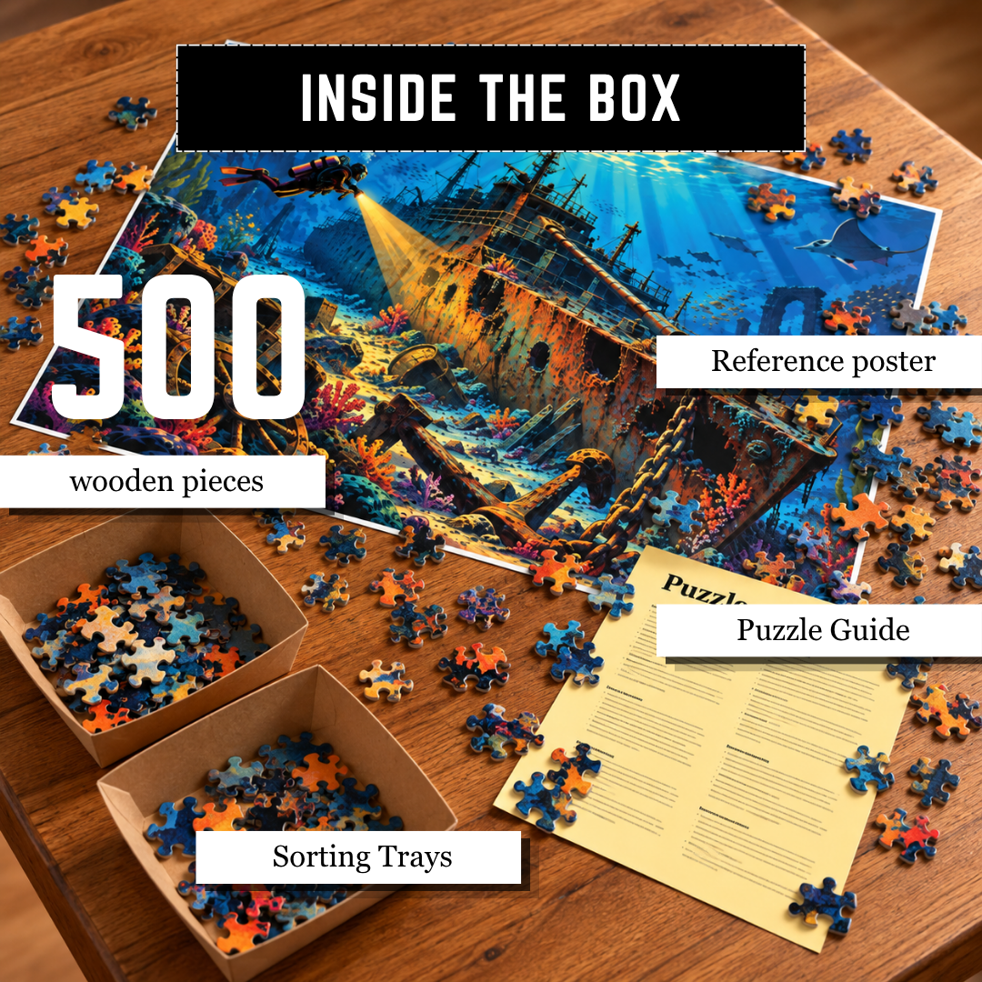 Playhills | The Lost Shipwreck in the Ocean, Wooden 500 piece Jigsaw Puzzle
