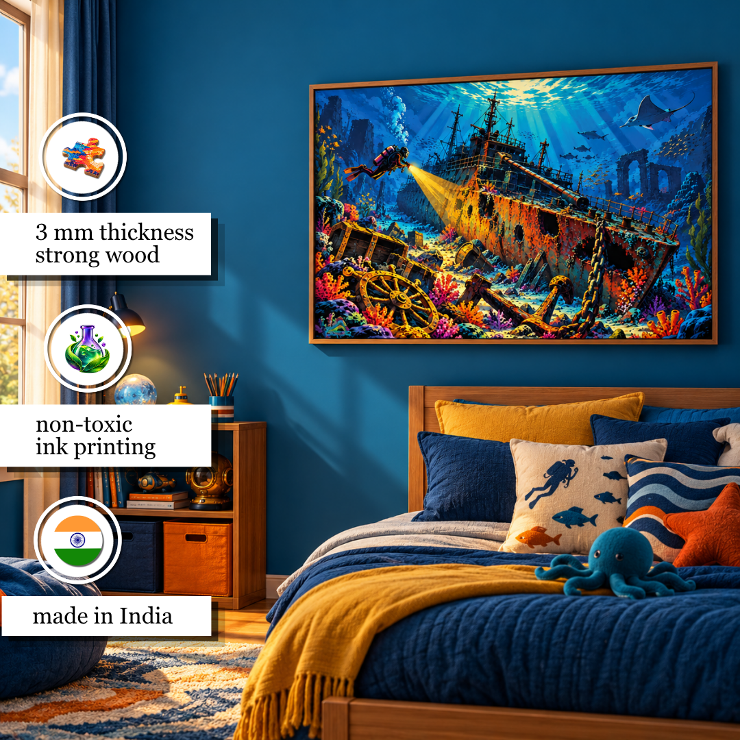 Playhills | The Lost Shipwreck in the Ocean, Wooden 500 piece Jigsaw Puzzle