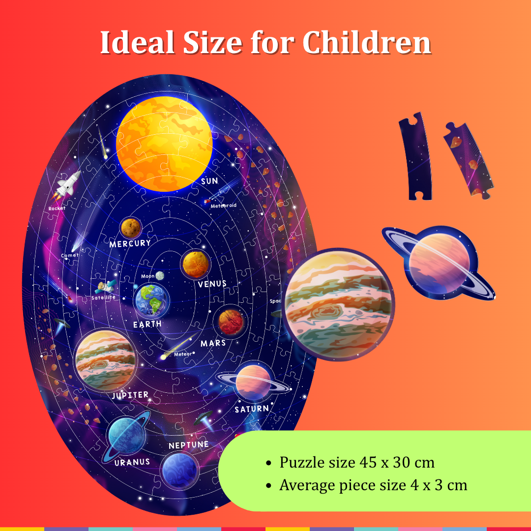 Playhills Ultimate Solar system puzzle with planet-shape pieces Jigsaw Puzzle 108 pcs for Kids Age 5+ years