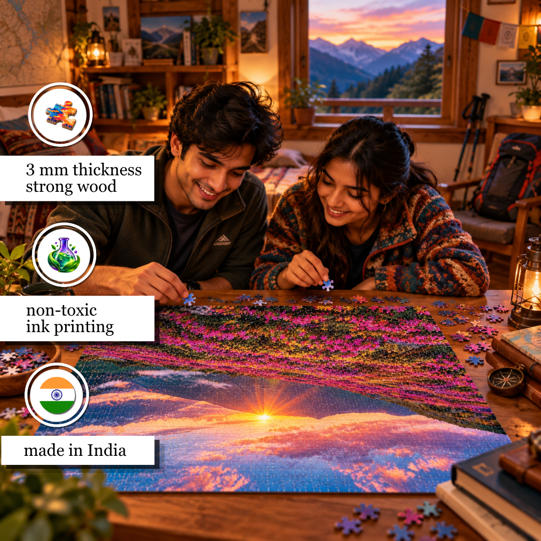Playhills The Sunrise in Flower Valley, 300-pieces Wooden Jigsaw Puzzle