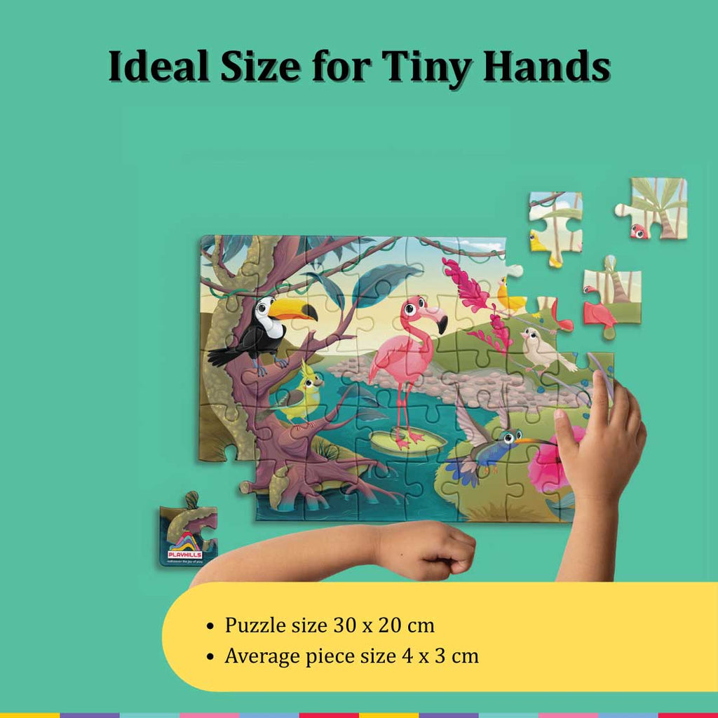 Playhills Wooden Puzzle Colourful Birds in Jungle 60 Puzzle Pieces for Kids 3+ years