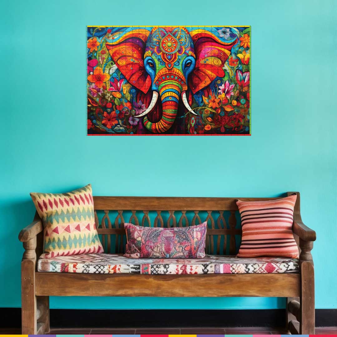 Playhills Spirit Animal The Wise Elephant, 500 pcs Wooden Jigsaw Puzzle | Mindful Relaxing and Screen free play for Kids Age 13+ Years