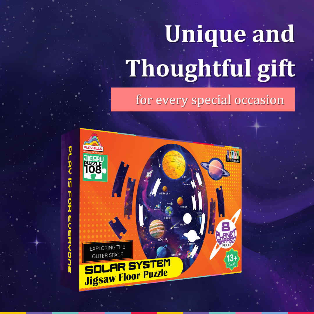 Playhills Ultimate Solar system puzzle with planet-shape pieces Jigsaw Puzzle 108 pcs for Kids Age 5+ years