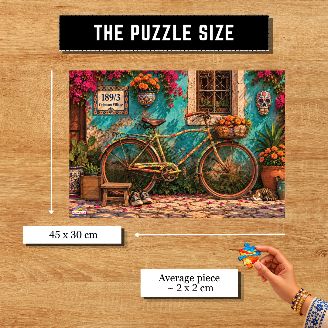 Playhills | The Yellow Bike in a Street Wooden 300 piece Jigsaw Puzzle