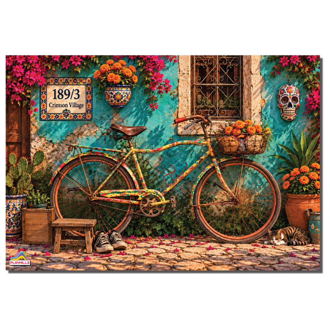 The Yellow Bike in a Street Wooden 300 piece Jigsaw Puzzle