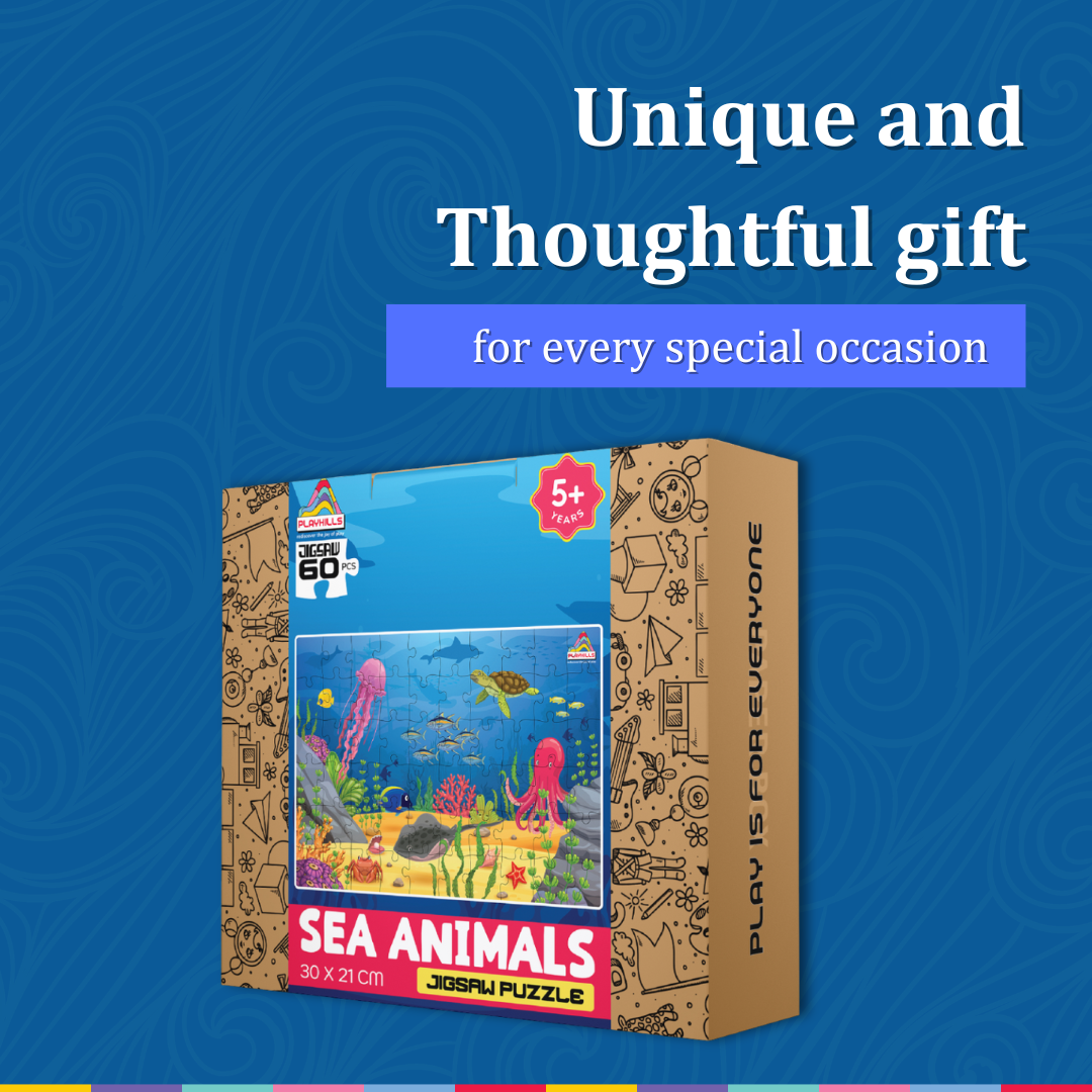 Sea Animals Beautiful Ocean Life, Wooden Jigsaw Puzzle 60 Pieces for Kids 3+ years