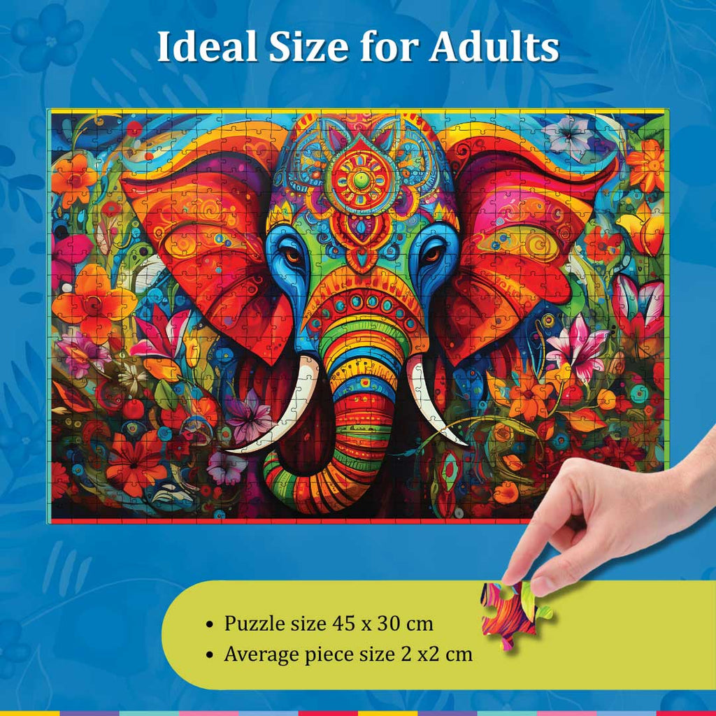 Playhills Spirit Animal The Wise Elephant, 500 pcs Wooden Jigsaw Puzzle | Mindful Relaxing and Screen free play for Kids Age 13+ Years