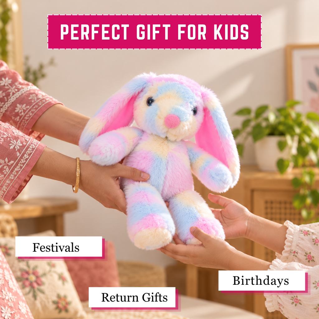 Playhills Whimsy Cute Rabbit Rainbow Multicolored Soft-toy-plushie