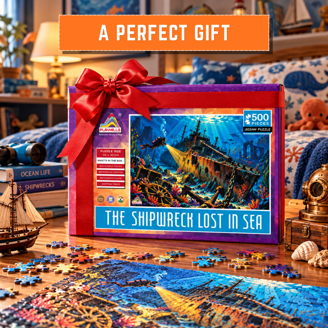 Playhills | The Lost Shipwreck in the Ocean, Wooden 500 piece Jigsaw Puzzle