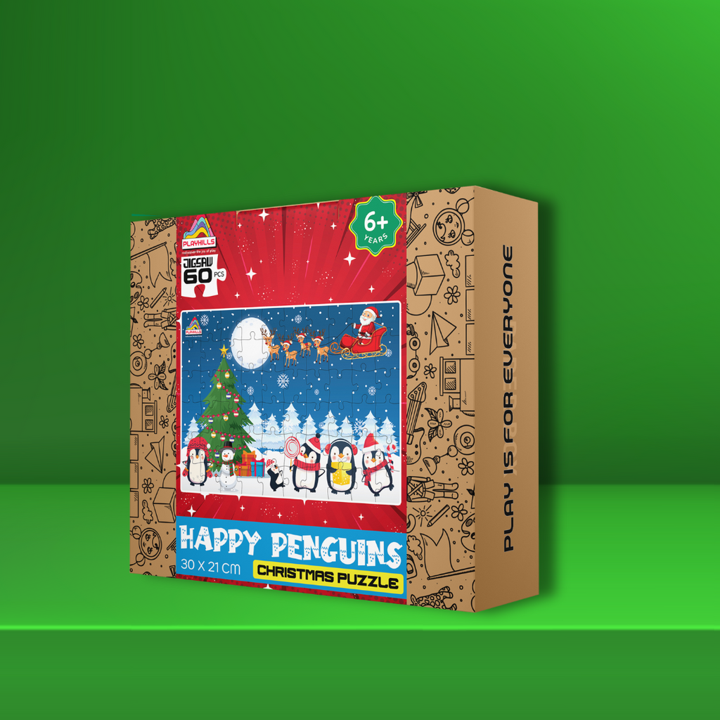 Playhills Happy Penguin Family - 60 pc Christmas Puzzle for Kids age 3+ years