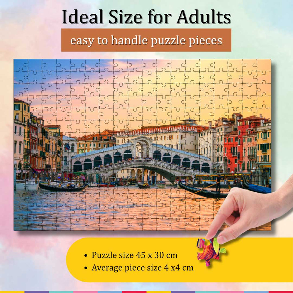 Playhills Rialto Bridge Italy, Landscape Wooden Jigsaw Puzzle 252 pieces for Kids age 10+ yrs