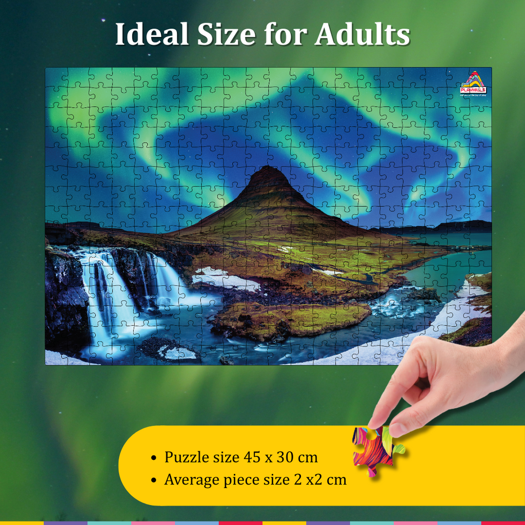 Playhills Aurora Borealis | Northern Lights Landscape Jigsaw Puzzle 300 pcs for Kids Age 8+ years