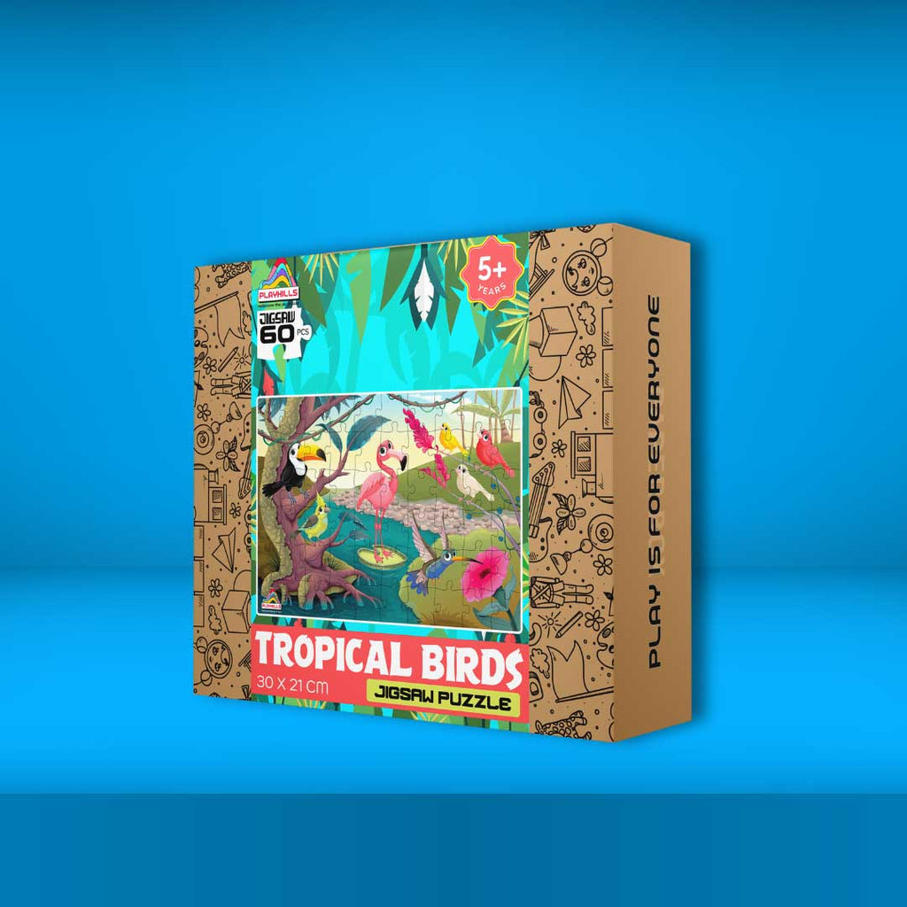 Playhills Wooden Puzzle Colourful Birds in Jungle 60 Puzzle Pieces for Kids 3+ years