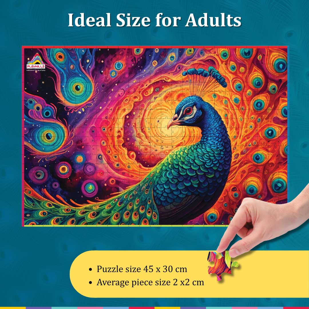 The Precious Peacock (500 Pieces) Spirit Animal Jigsaw Puzzle by Playhills for Children and Adults 13+ Years| Mindful and Relaxing | Family Activity Games