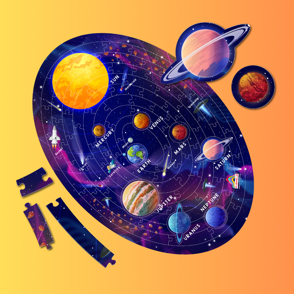 Playhills Ultimate Solar system puzzle with planet-shape pieces Jigsaw Puzzle 108 pcs for Kids Age 5+ years