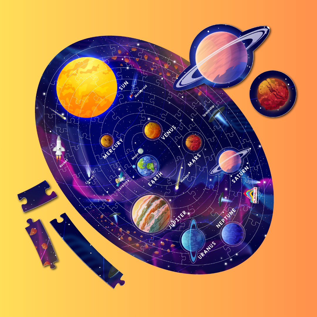 Playhills Ultimate Solar system puzzle with planet-shape pieces Jigsaw Puzzle 108 pcs for Kids Age 5+ years