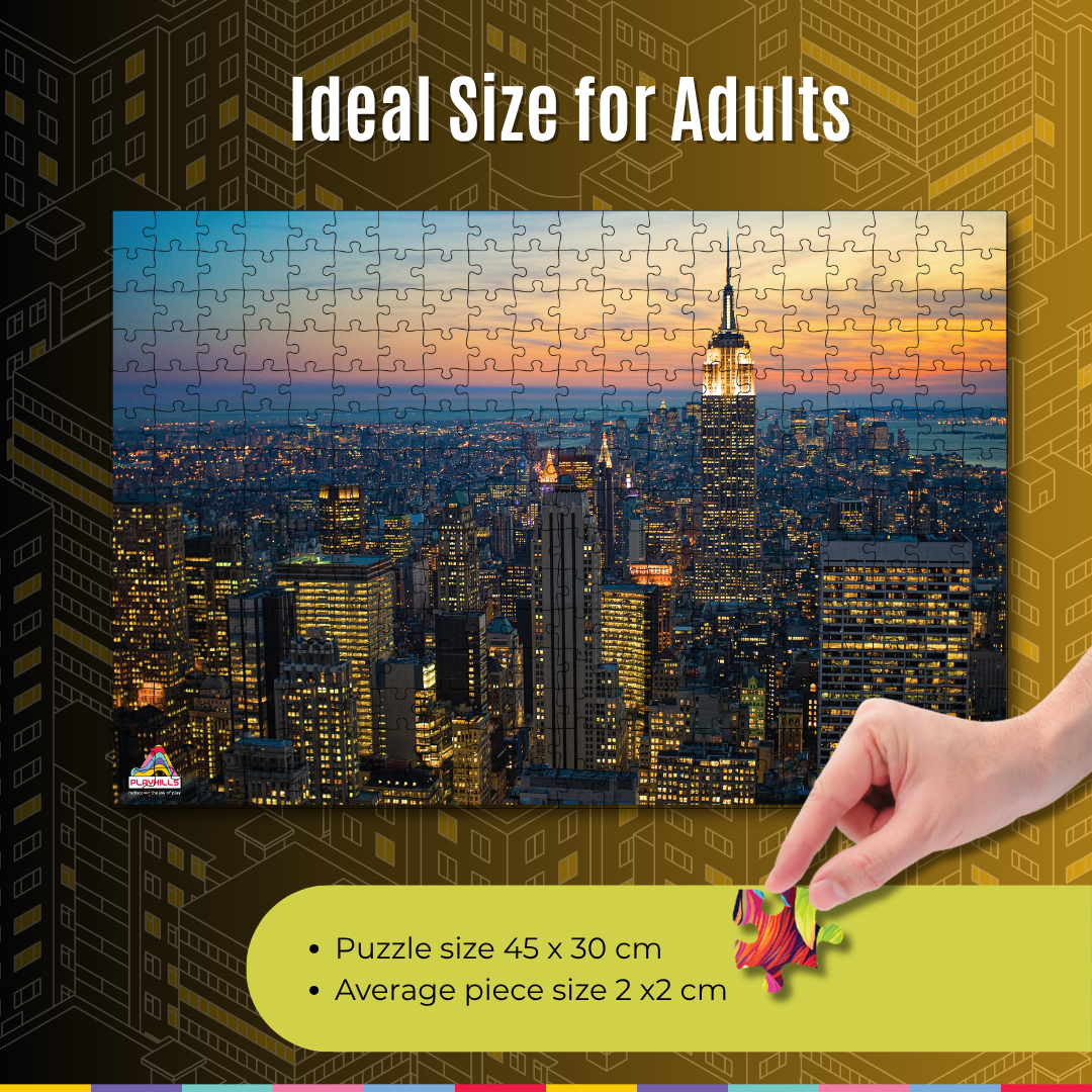 Playhills Skyline City Buildings, New York Manhattan City Landscape Jigsaw Puzzle 300 pcs for Kids Age 8+ years