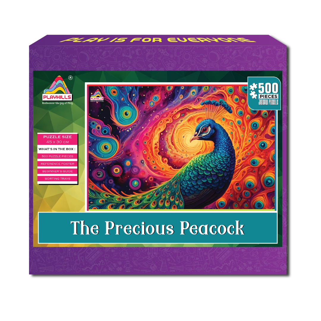 Precious Peacock – 500-Piece Wooden Jigsaw Puzzle | Playhills