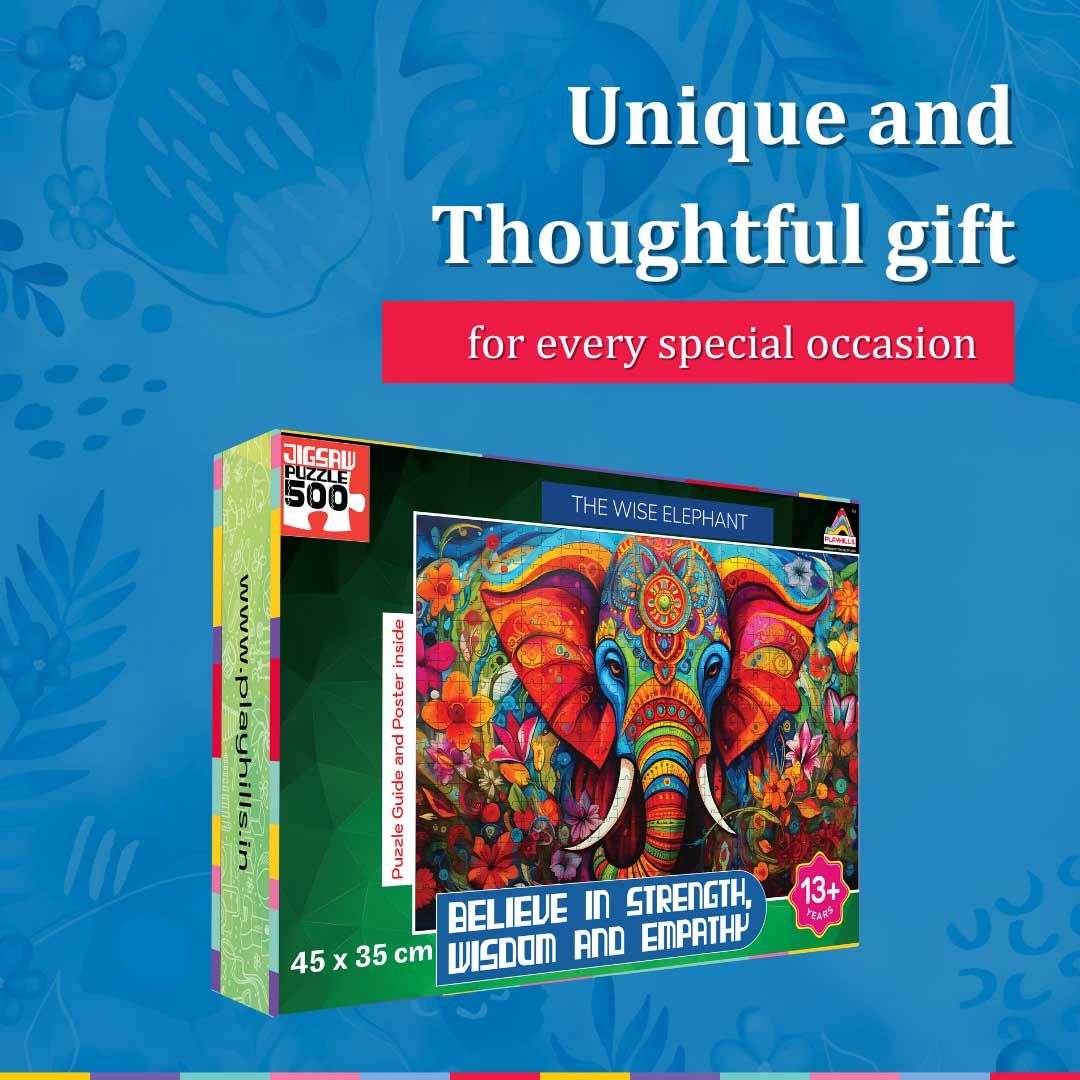 Playhills Spirit Animal The Wise Elephant, 500 pcs Wooden Jigsaw Puzzle | Mindful Relaxing and Screen free play for Kids Age 13+ Years