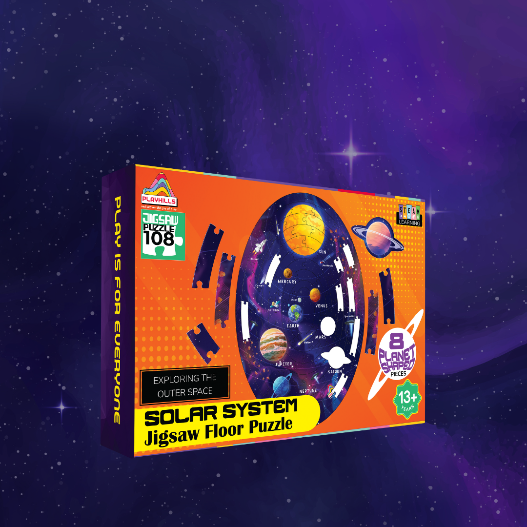 Playhills Ultimate Solar system puzzle with planet-shape pieces Jigsaw Puzzle 108 pcs for Kids Age 5+ years