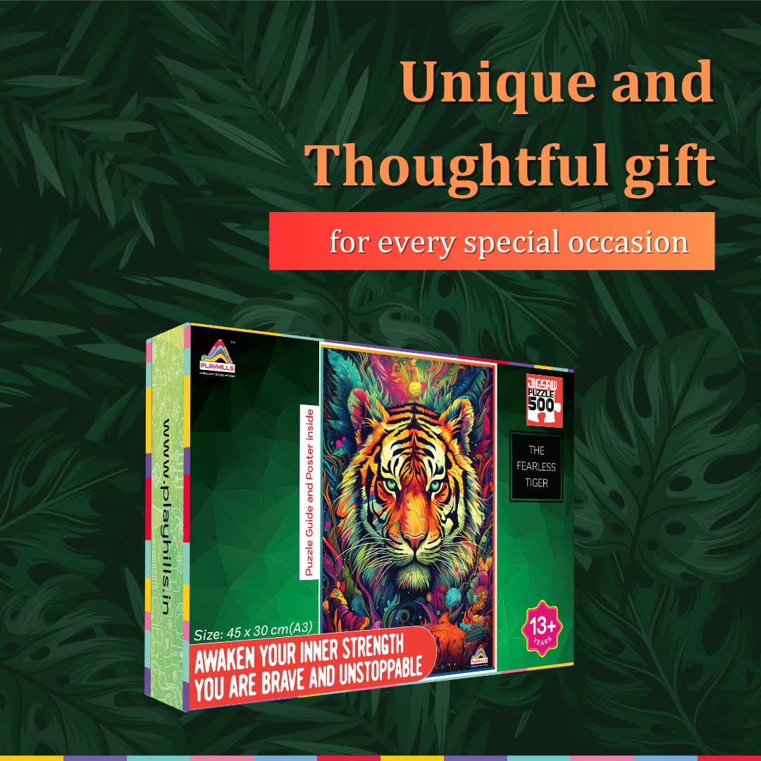 Playhills Spirit Animal The Fearless Tiger, 500 pcs Jigsaw Puzzle | Mindful Relaxing and Screen Free Play for Children and Adults Age 13+ Years
