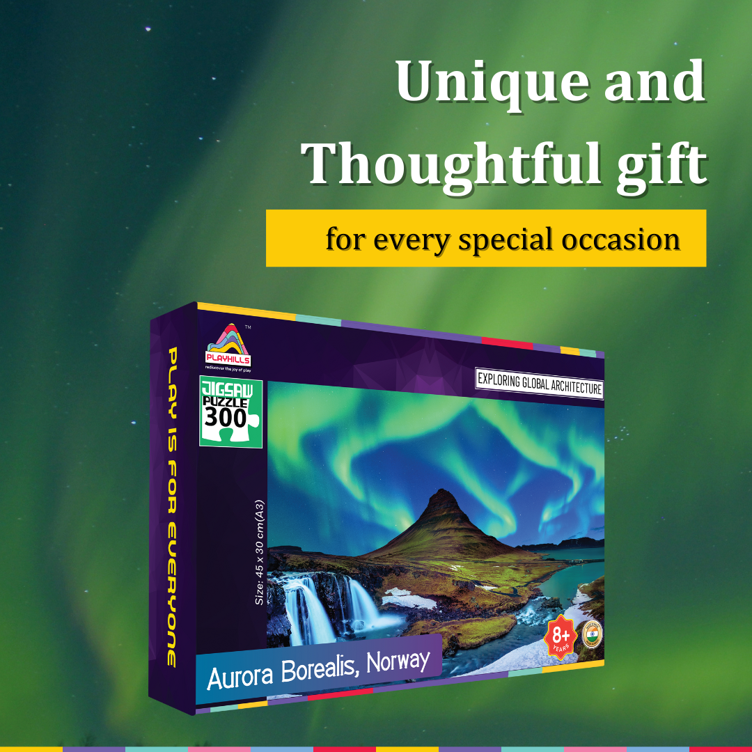 Playhills Aurora Borealis | Northern Lights Landscape Jigsaw Puzzle 300 pcs for Kids Age 8+ years