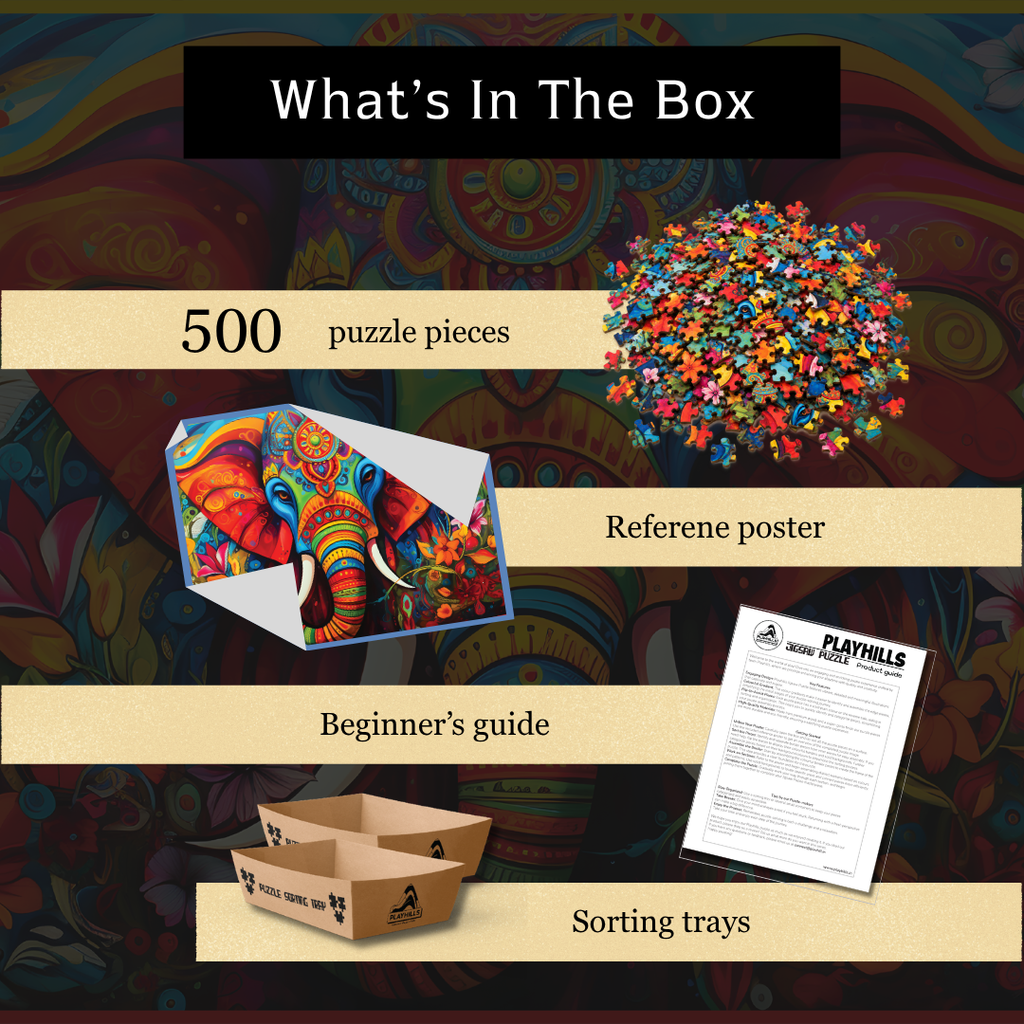 Playhills | The Wise Elephant 500-Piece Wooden Jigsaw Puzzle