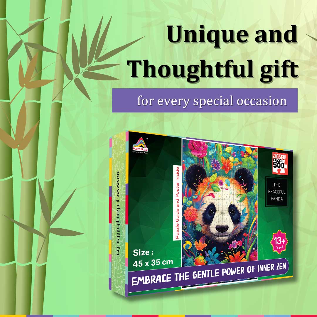 Playhills Spirit Animal The Bambootiful Panda, 500 pc Jigsaw Puzzle | Mind Relaxing, Screen free play for Children and Adults Age 13+ Years
