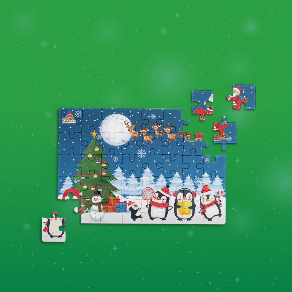 Playhills Happy Penguin Family - 60 pc Christmas Puzzle for Kids age 3+ years